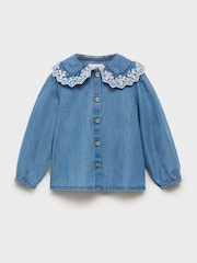 Mango Blue Denim Cotton Shirt - Image 1 of 3