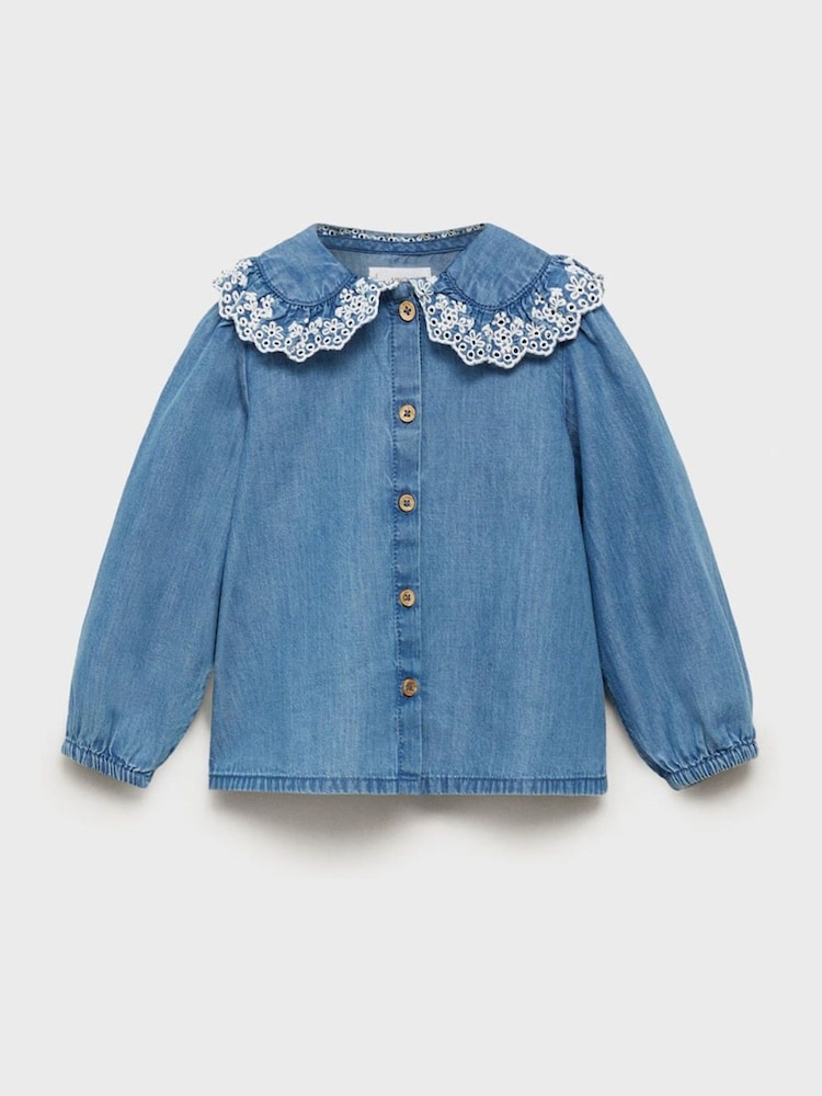 Mango Blue Denim Cotton Shirt - Image 1 of 3