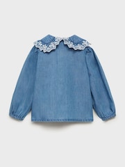 Mango Blue Denim Cotton Shirt - Image 2 of 3