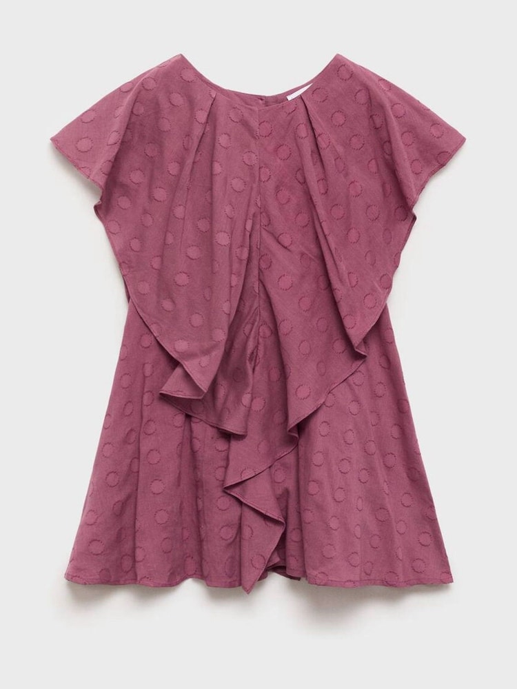 Mango Purple Polka-Dot Dress With Ruffles - Image 1 of 3 Mango Purple Polka-Dot Dress With Ruffles - Image 1 of 3