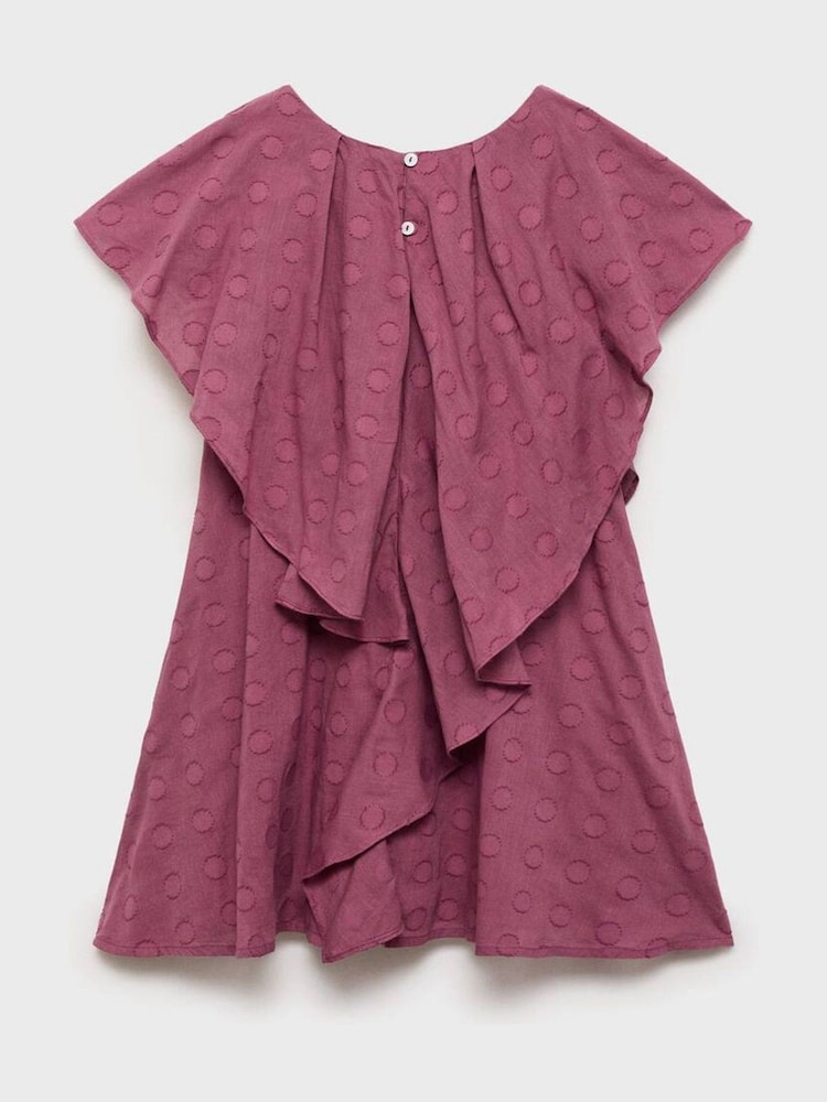 Mango Purple Polka-Dot Dress With Ruffles - Image 2 of 3