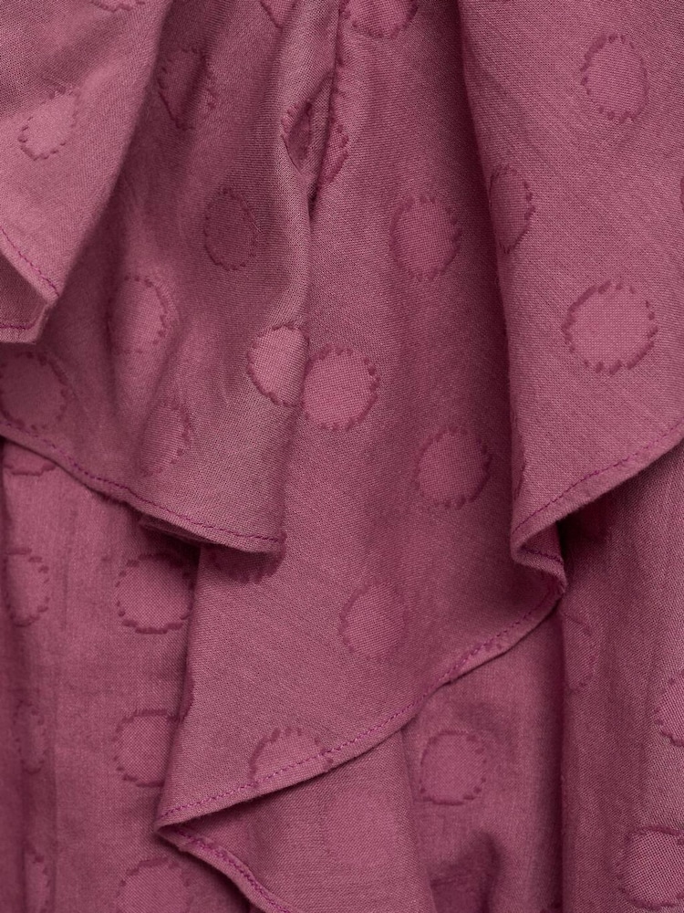 Mango Purple Polka-Dot Dress With Ruffles - Image 3 of 3