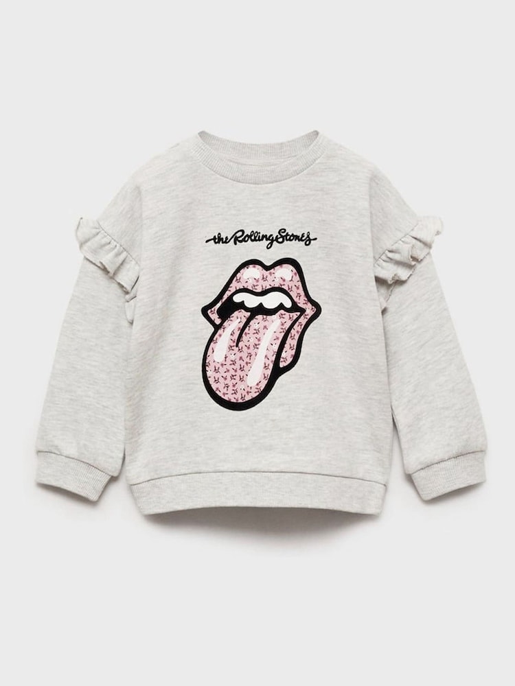 Mango Grey Rolling Stones Graphic Sweatshirt - Image 1 of 3 Mango Grey Rolling Stones Graphic Sweatshirt - Image 1 of 3
