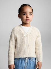 Mango Cream Flecked Knit Cardigan - Image 1 of 5