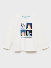 Mango Cream Bluey Print 100% Cotton Long Sleeve T-Shirt - Image 1 of 3