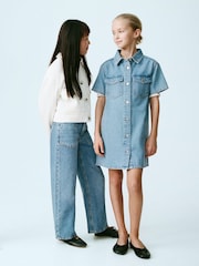 Mango Blue Short Denim Dress - Image 1 of 5