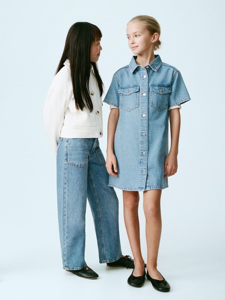 Mango Blue Short Denim Dress - Image 1 of 5