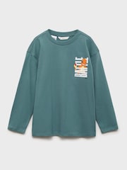 Mango Green Pokemon Print 100% Cotton Long Sleeve T-Shirt - Image 1 of 3