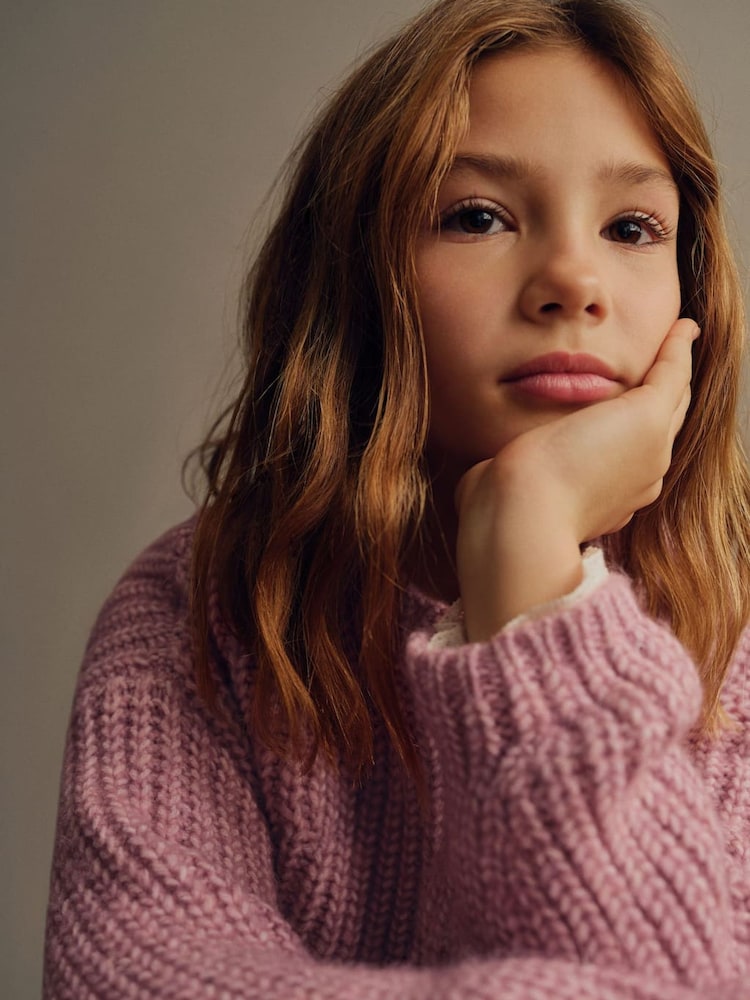 Mango Pink Knitted Ribbed Jumper - Image 1 of 4