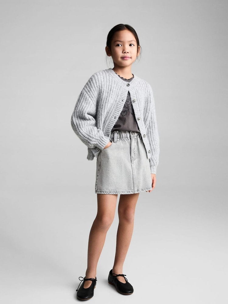 Mango Grey 100% Cotton Denim Skirt - Image 1 of 5