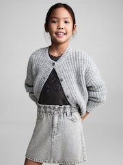 Mango Grey 100% Cotton Denim Skirt - Image 2 of 5