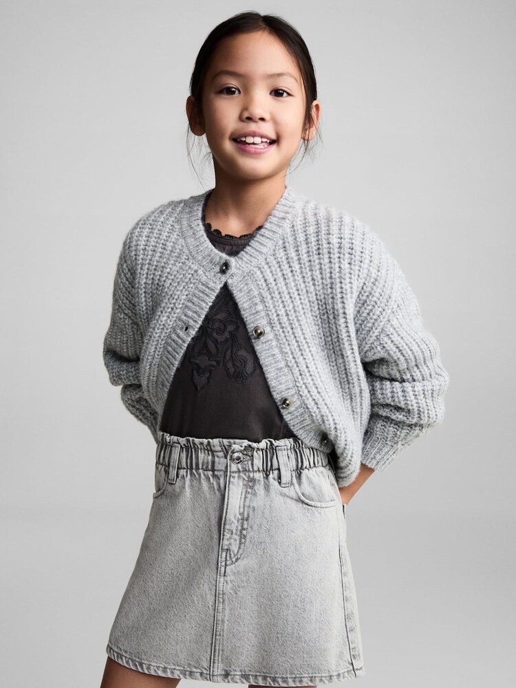 Mango Grey 100% Cotton Denim Skirt - Image 2 of 5