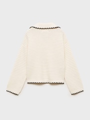 Mango Cream Camp-Collar Knit Sweater - Image 3 of 4