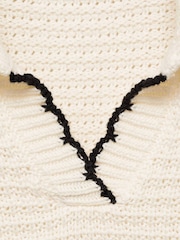 Mango Cream Camp-Collar Knit Sweater - Image 4 of 4