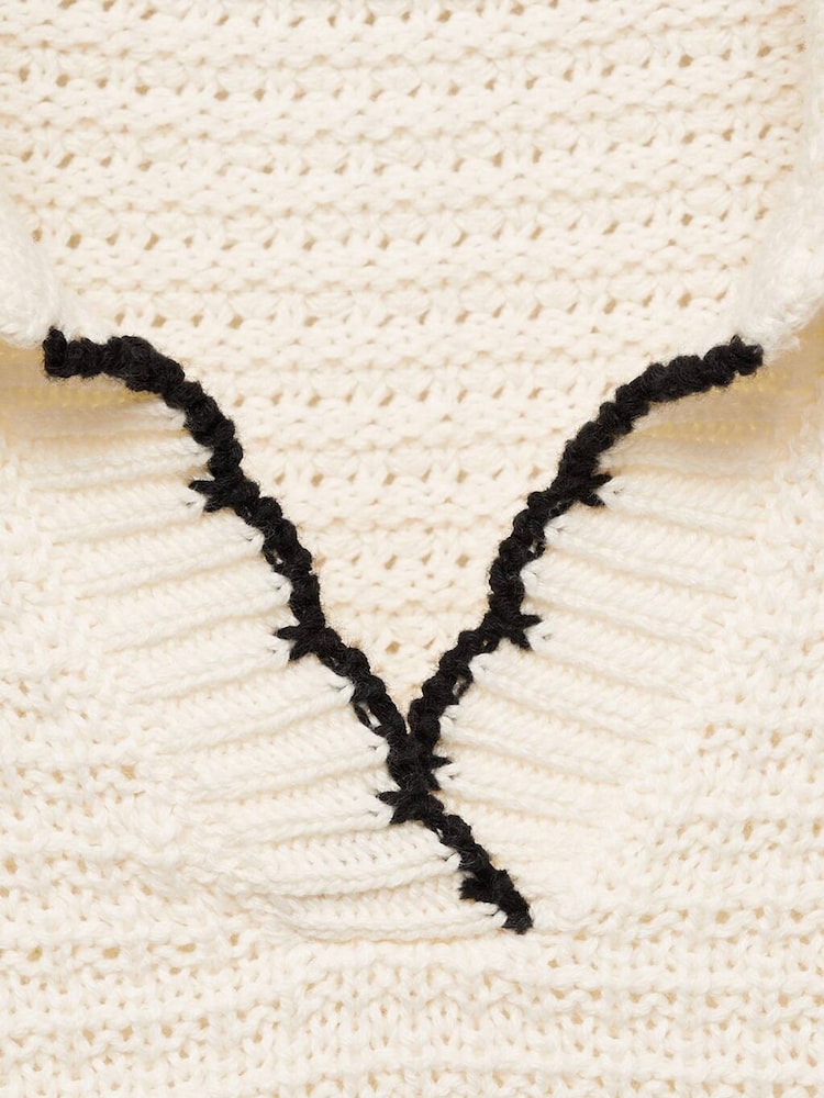 Mango Cream Camp-Collar Knit Sweater - Image 4 of 4