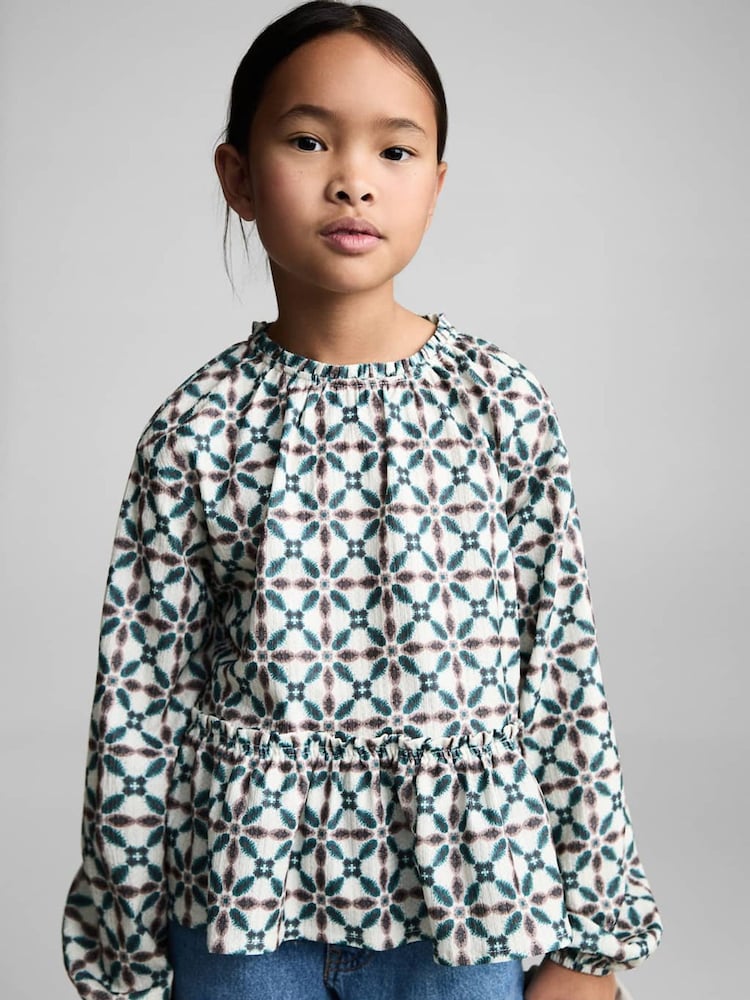 Mango Cream Geometric Print Blouse - Image 2 of 6