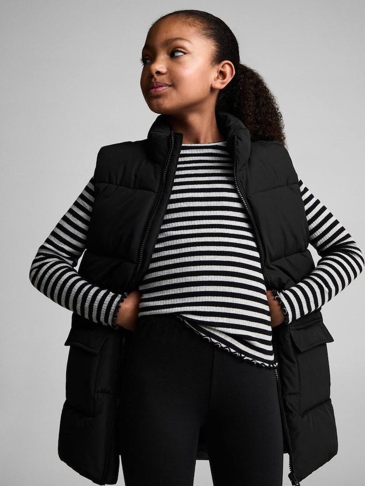Mango Black Puffer Gilet - Image 2 of 6 Mango Black Puffer Gilet - Image 2 of 6