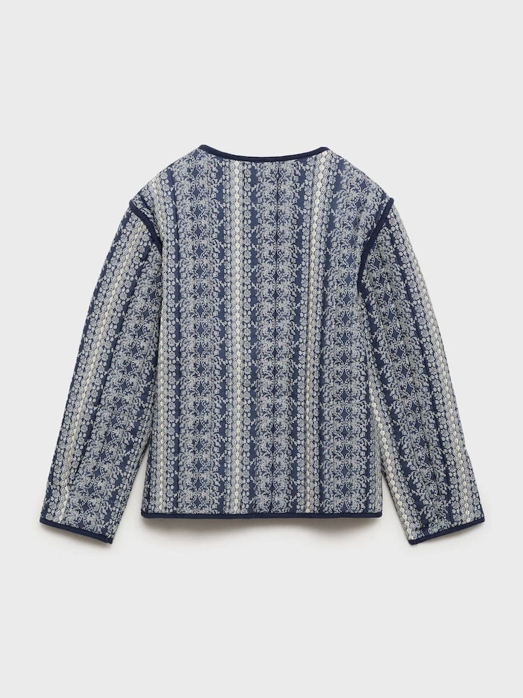 Mango Blue Printed Quilted Jacket - Image 2 of 3