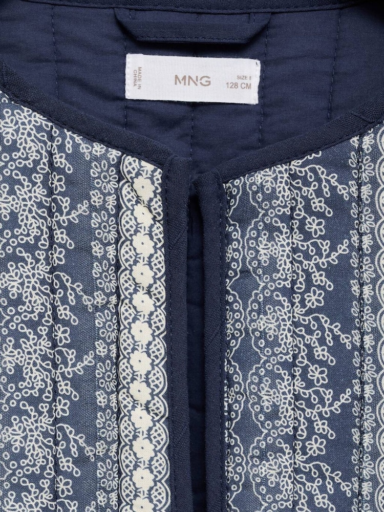 Mango Blue Printed Quilted Jacket - Image 3 of 3