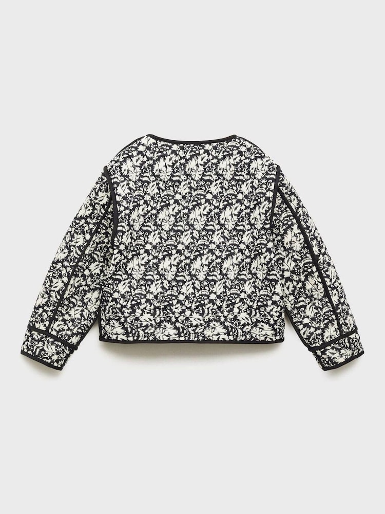 Mango Black Floral Print Jacket - Image 2 of 3 Mango Black Floral Print Jacket - Image 2 of 3
