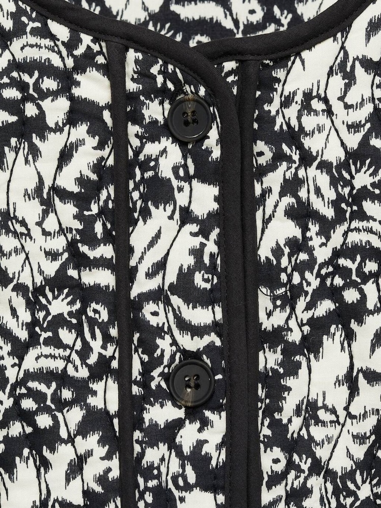Mango Black Floral Print Jacket - Image 3 of 3 Mango Black Floral Print Jacket - Image 3 of 3