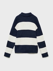 Mango Blue Striped Polo-Style Sweater - Image 2 of 3