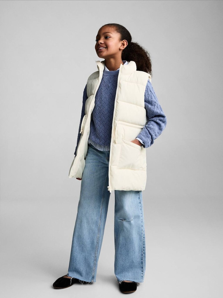 Mango Cream Puffer Gilet - Image 1 of 6 Mango Cream Puffer Gilet - Image 1 of 6