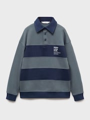 Mango Blue Striped Polo Sweatshirt - Image 3 of 5