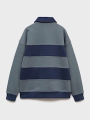 Mango Blue Striped Polo Sweatshirt - Image 4 of 5