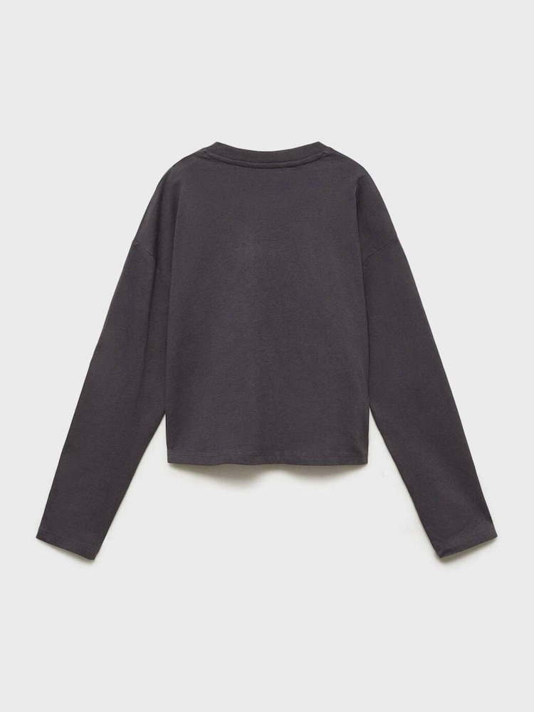 Mango Grey Rolling Stones Long Sleeve 100% Cotton T-Shirt - Image 2 of 3