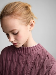Mango Purple Cable Knit Jumper - Image 3 of 6