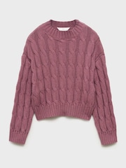 Mango Purple Cable Knit Jumper - Image 4 of 6