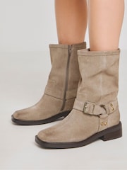 Simply Be Suede Harness Buckle Boots In Wide Fit - Slika 1 iz 5