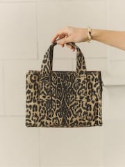 Simply Be 100% Cotton Leopard Print Mini Tote Bag - תמונה 1 מתוך 5