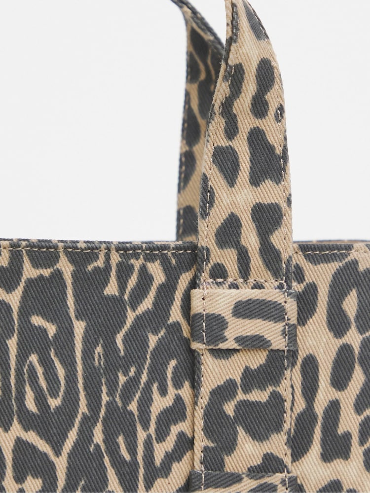 Simply Be 100% Cotton Leopard Print Mini Tote Bag - תמונה 5 מתוך 5