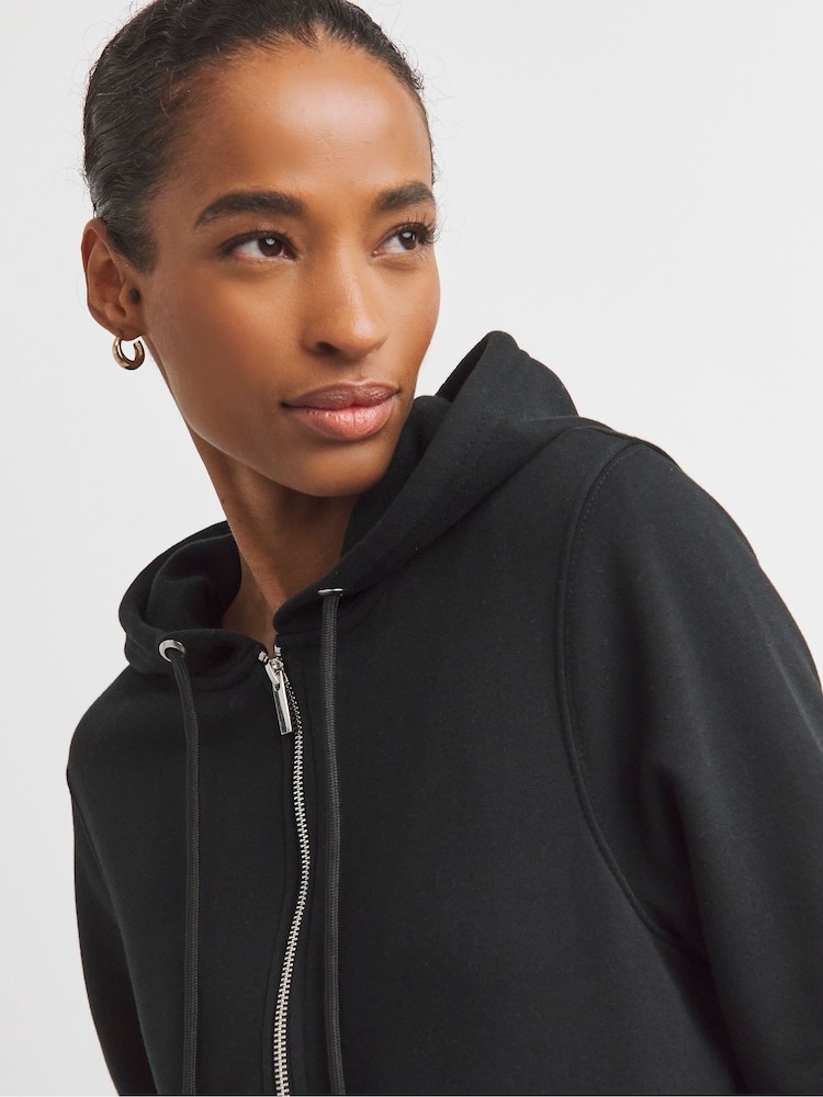 JD Williams Black Longline Zip Up Hoodie - Image 4 of 4