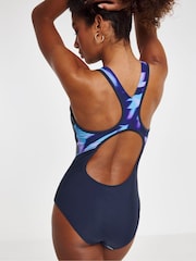 JD Williams Blue Sports Colourblock Swimsuit - Image 2 of 4
