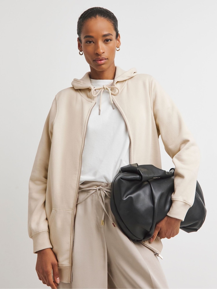 JD Williams Natural Longline Zip Hoodie - Image 1 of 4 JD Williams Natural Longline Zip Hoodie - Image 1 of 4