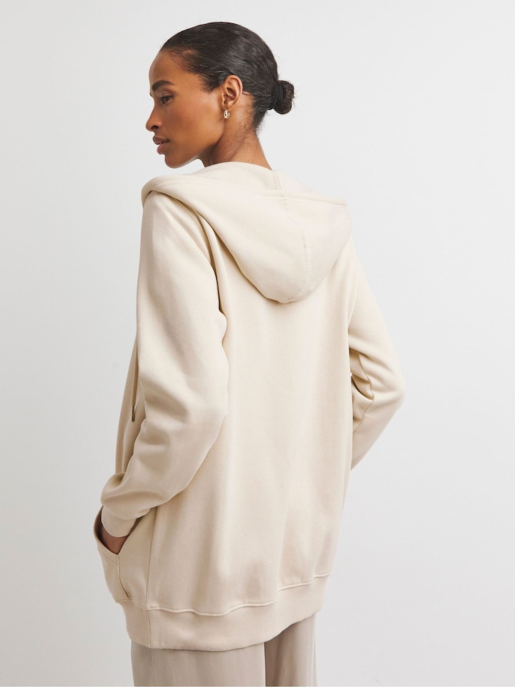 JD Williams Natural Longline Zip Hoodie - Image 2 of 4 JD Williams Natural Longline Zip Hoodie - Image 2 of 4