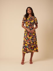 Nobodys Child Orange Agnes Floral Print Anna Midi Dress - Image 1 of 5