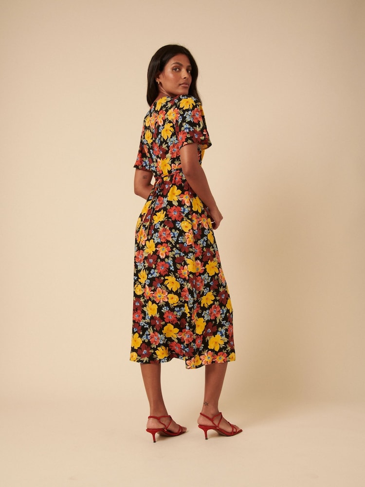Nobodys Child Orange Agnes Floral Print Anna Midi Dress - Image 2 of 5