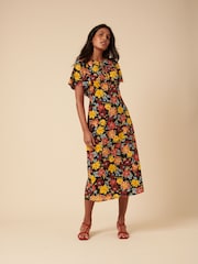 Nobodys Child Orange Agnes Floral Print Anna Midi Dress - Image 3 of 5