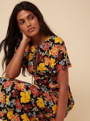 Nobodys Child Orange Agnes Floral Print Anna Midi Dress - Image 4 of 5