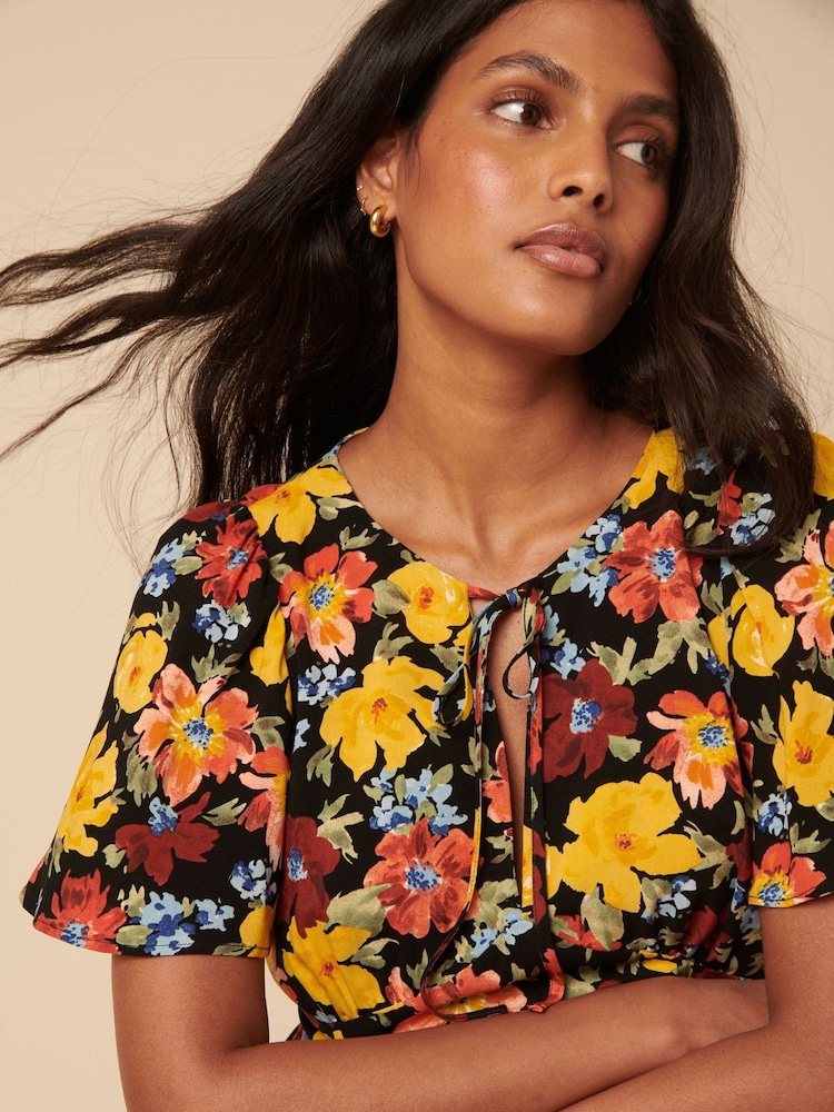 Nobodys Child Orange Agnes Floral Print Anna Midi Dress - Image 5 of 5