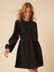 Nobodys Child Black Plain Denim Eden Mini Dress - Image 1 of 5