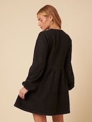 Nobodys Child Black Plain Denim Eden Mini Dress - Image 2 of 5