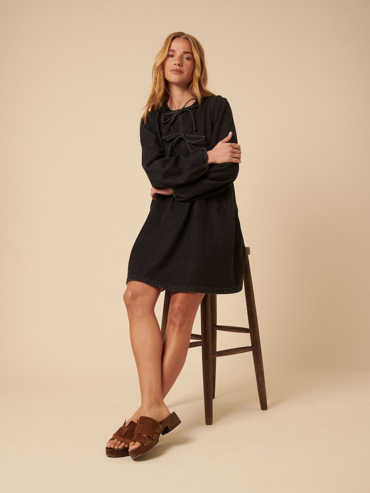 Buy Nobodys Child Black Plain Denim Eden Mini Dress from Next USA