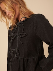 Nobodys Child Black Plain Denim Eden Mini Dress - Image 5 of 5