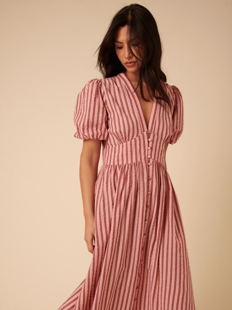 knee length dresses for ladies Oaklee Light Pink Embroidered Midi Dress - US 10 main image 0