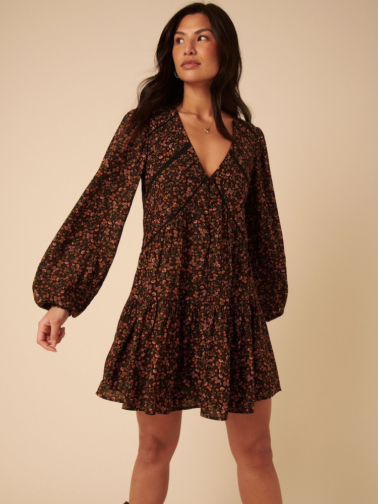 Nobodys Child Black Betsie Ditsy Marley Mini Dress - Image 1 of 5